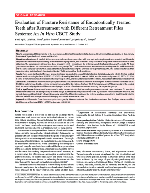(PDF) Evaluation of Fracture Resistance of Endodontically Treated Teeth ...