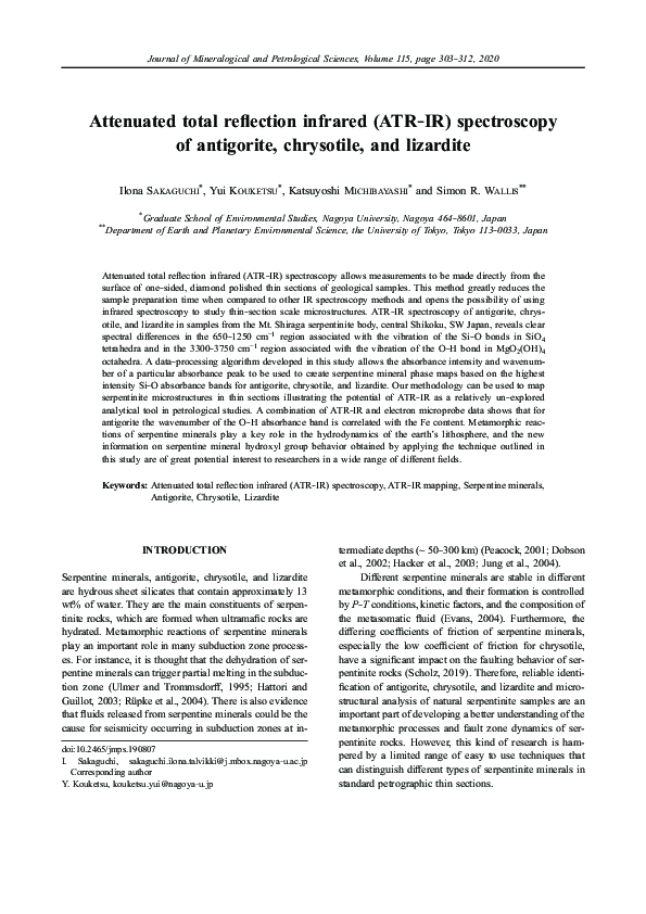 (PDF) Attenuated total reflection infrared (ATR–IR) spectroscopy of ...