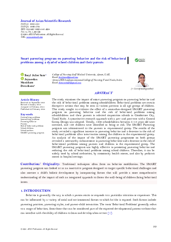 (PDF) Smart parenting program on parenting behavior and the risk of ...