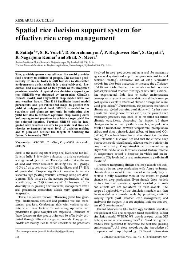 (PDF) Spatial Rice Decision Support System for Effective Rice Crop ...