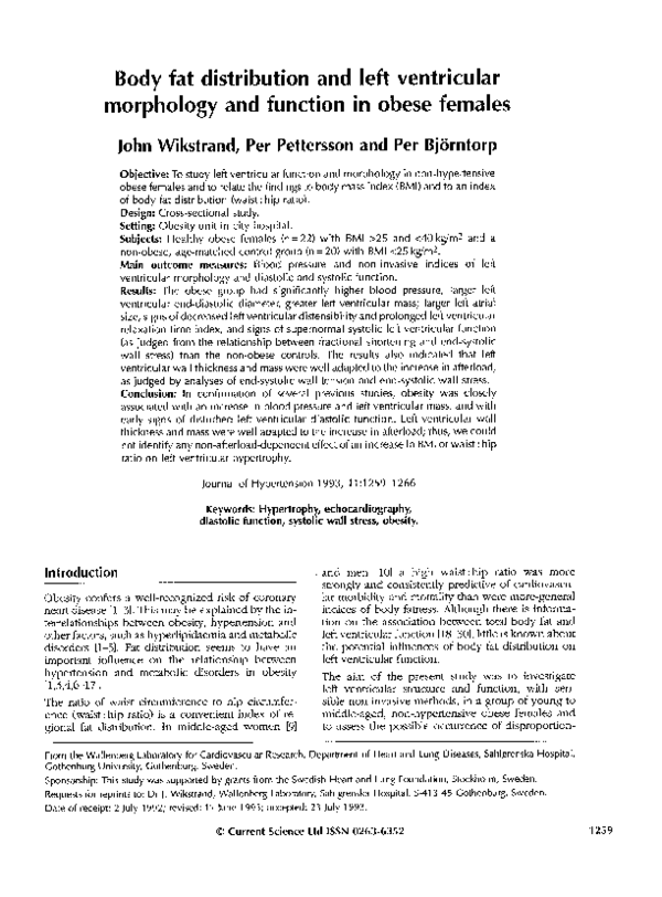 (PDF) Body fat distribution and left ventricular morphology and ...