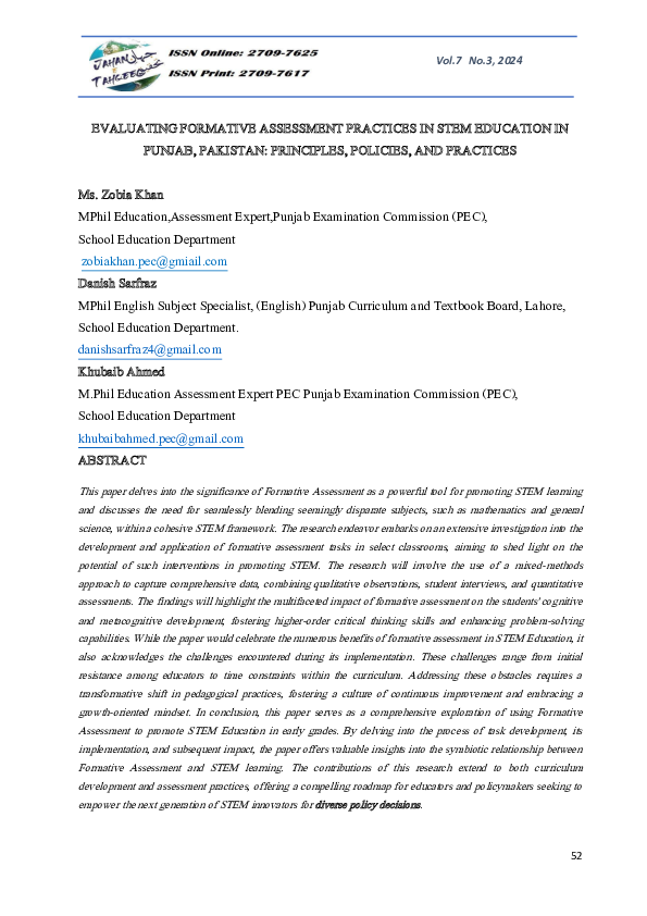 (PDF) EVALUATING FORMATIVE ASSESSMENT PRACTICES IN STEM EDUCATION IN ...