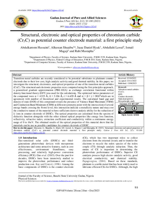 (PDF) Structural, electronic and optical properties of chromium carbide ...