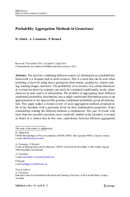 (PDF) Probability Aggregation Methods in Geoscience