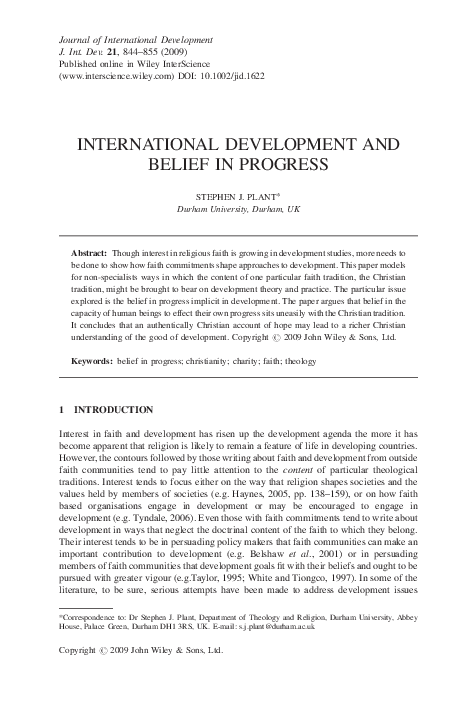 (PDF) International development and belief in progress
