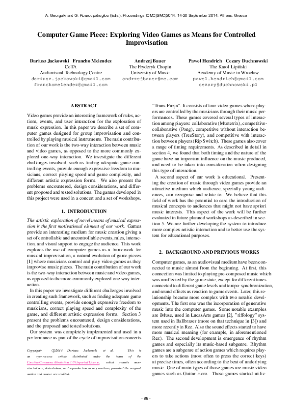 (PDF) Computer Game Piece: Exploring Video Games As Means For ...