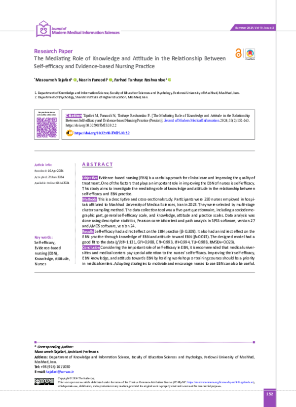 (PDF) The Mediating Role of Knowledge and Attitude in the Relationship ...