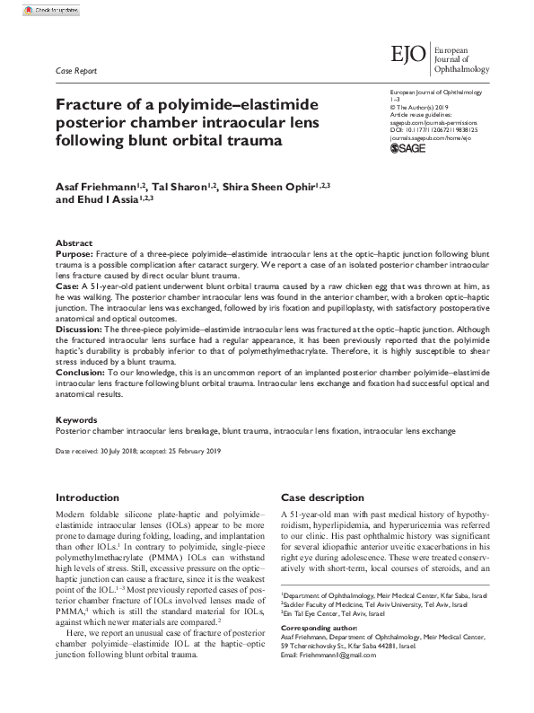 (PDF) Fracture of a polyimide–elastimide posterior chamber intraocular ...