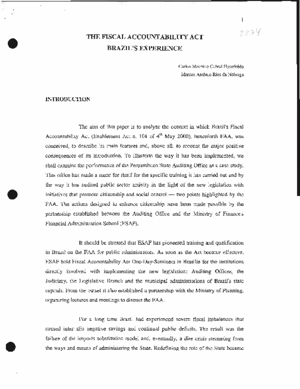 (PDF) The Fiscal Accountability Act: Brazil's experience