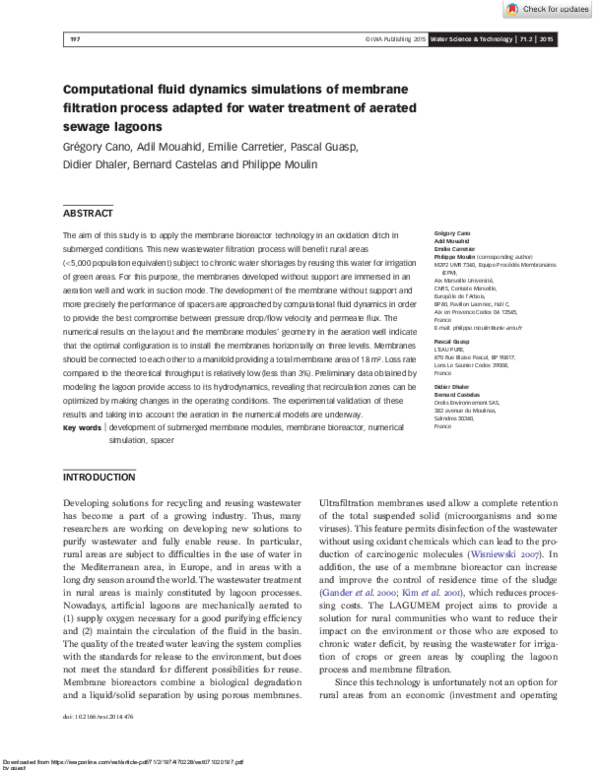 (PDF) Computational fluid dynamics simulations of membrane filtration ...