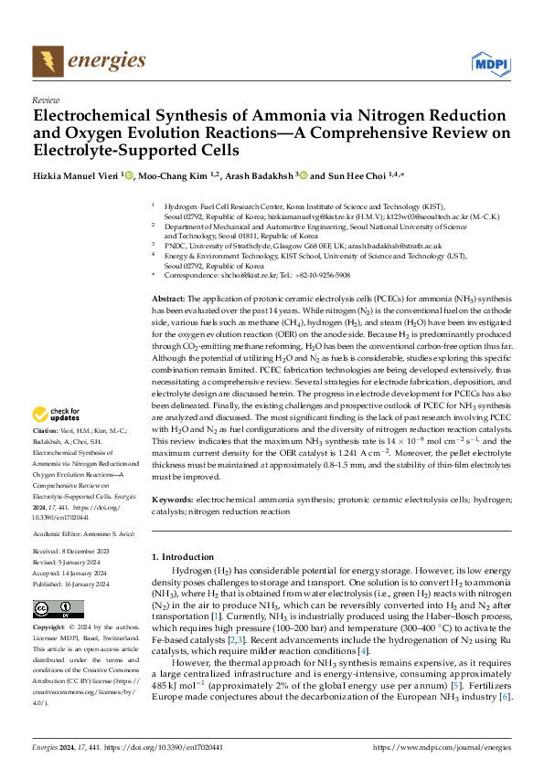 (PDF) Electrochemical Synthesis of Ammonia via Nitrogen Reduction and ...