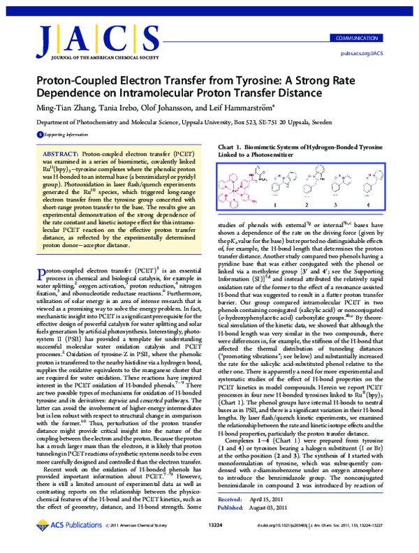 (PDF) Proton Coupled Electron Transfer from Tyrosine: Tuning the ...