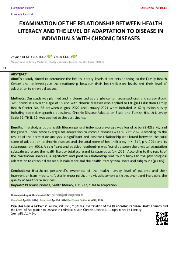 (PDF) Examination of the Relationship Between Health Literacy and the ...
