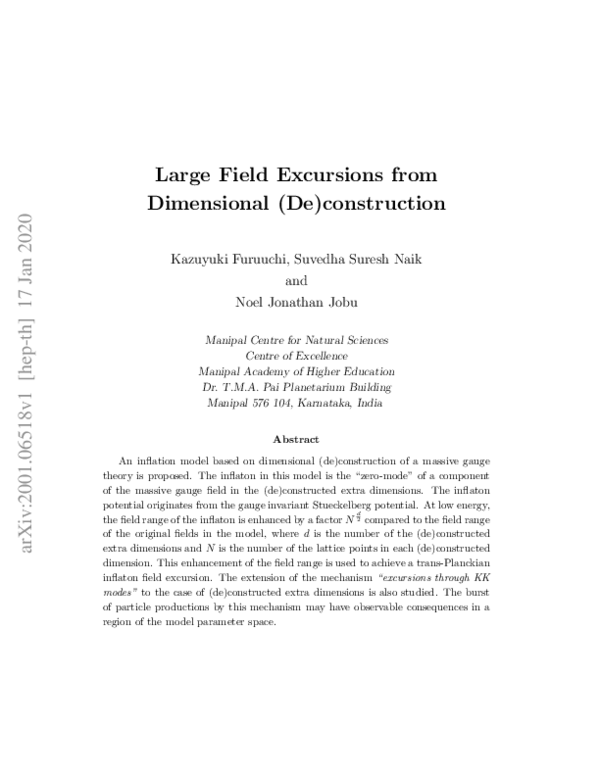 (PDF) Large field excursions from dimensional (de)construction