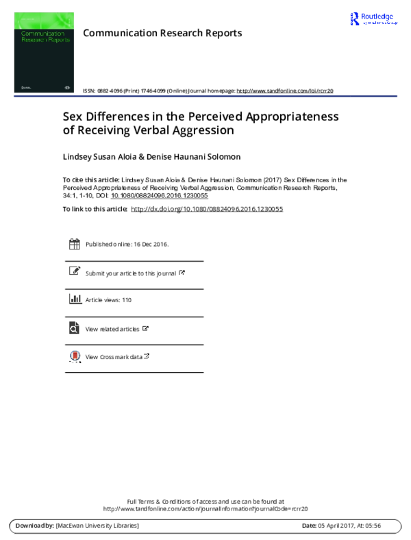 (PDF) Sex Differences in the Perceived Appropriateness of Receiving ...