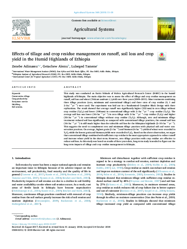 (PDF) Effects of Tillage and Crop Residue Management on Maize Yields ...