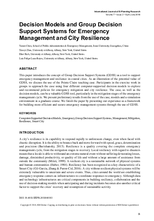 (PDF) Decision Models and Group Decision Support Systems for Emergency ...