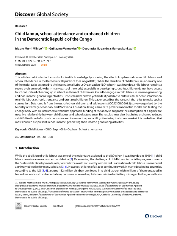 (PDF) Child labour, school attendance and orphaned children in the ...