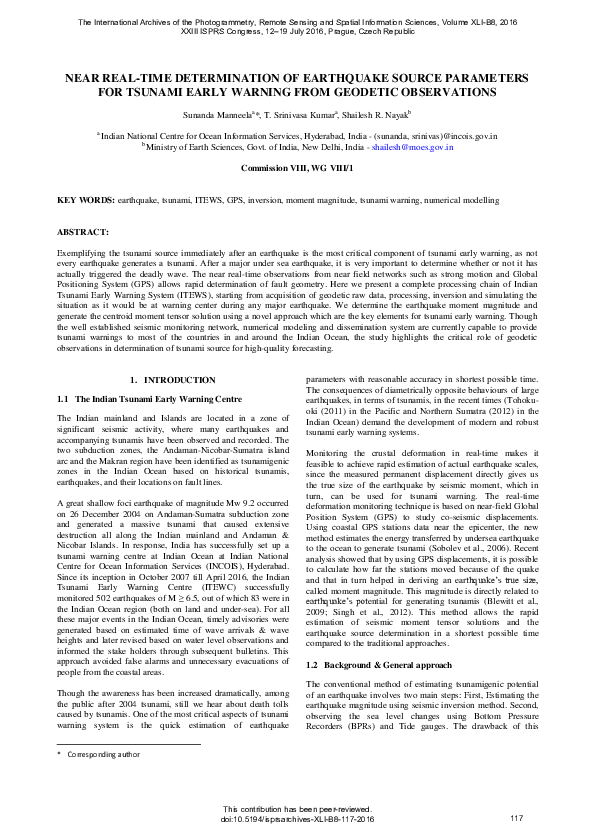 (PDF) Near Real-Time Determination of Earthquake Source Parameters for ...