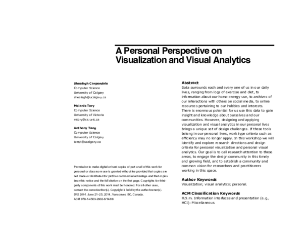 (PDF) A personal perspective on visualization and visual analytics