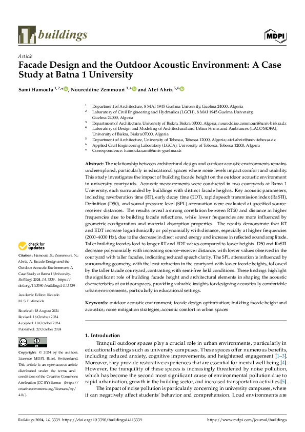 (PDF) Facade Design and the Outdoor Acoustic Environment: A Case Study ...