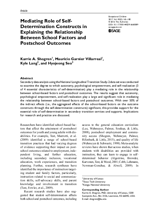 (PDF) Mediating Role of Self-Determination Constructs in Explaining the ...