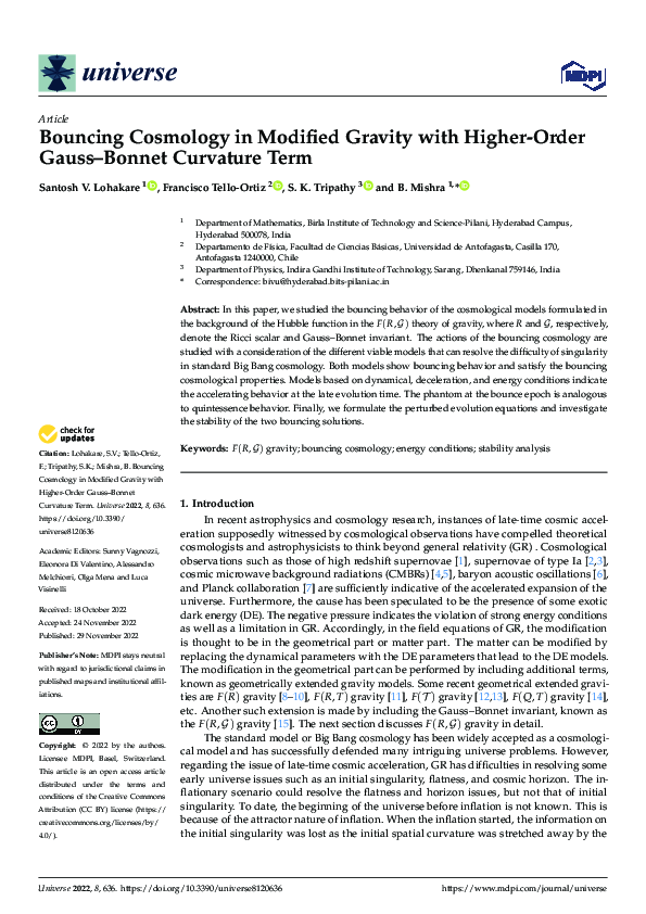 (PDF) Bouncing Cosmology in Modified Gravity with Higher-Order Gauss ...