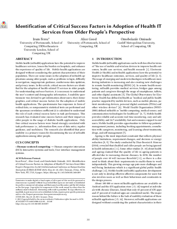 (PDF) Identification of Critical Success Factors in Adoption of Health ...