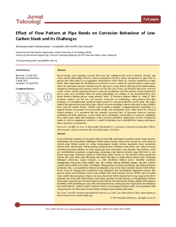 (PDF) Effect of Flow Pattern at Pipe Bends on Corrosion Behaviour of ...