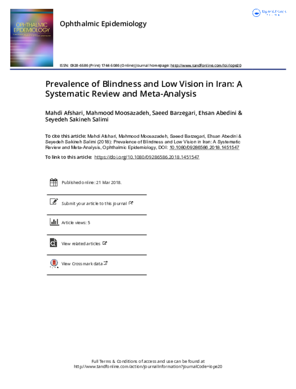 (PDF) Prevalence of Blindness and Low Vision in Iran: A Systematic ...