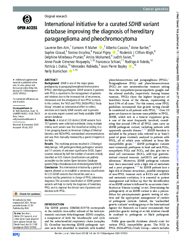 (PDF) International initiative for a curated SDHB variant database ...