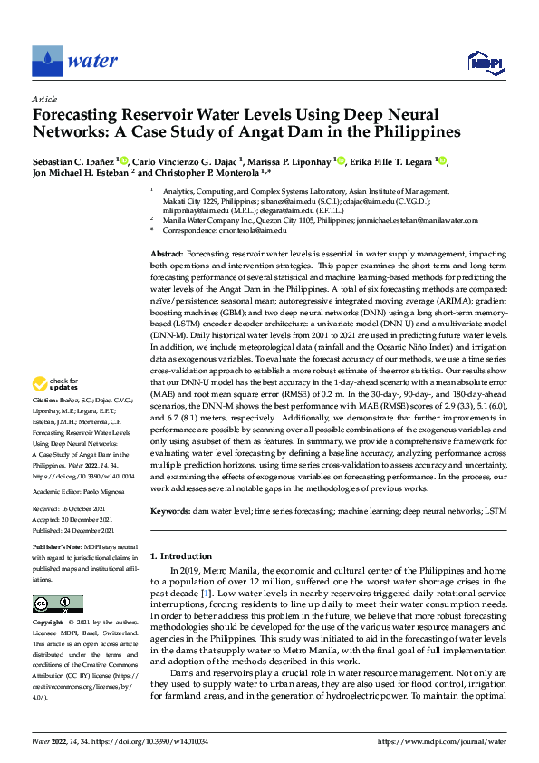 (PDF) Forecasting Reservoir Water Levels Using Deep Neural Networks: A ...