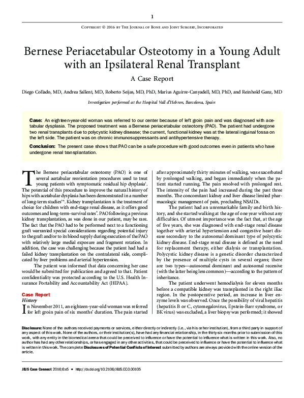 (PDF) Bernese Periacetabular Osteotomy in a Young Adult with an ...