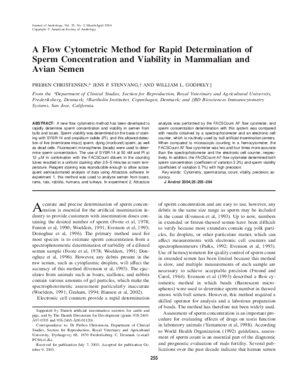 (PDF) A Flow Cytometric Method for Rapid Determination of Sperm ...