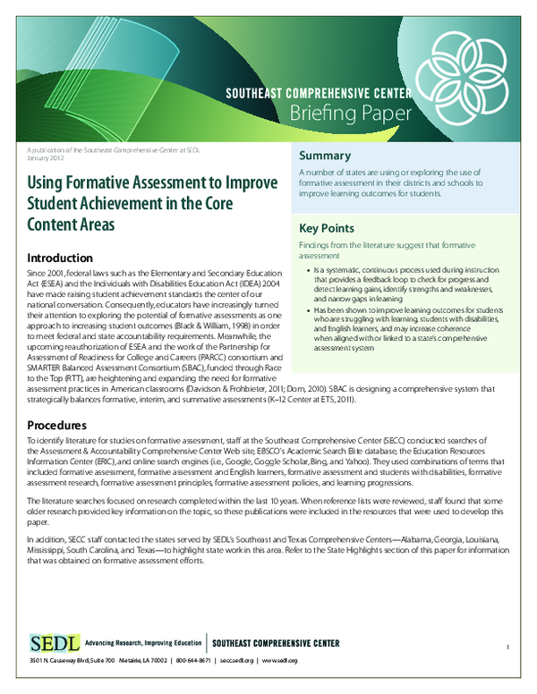 (PDF) Using Formative Assessment to Improve Student Achievement in the ...