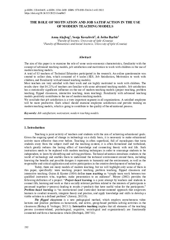 (PDF) The Role of Motivation and Job Satisfaction in the Use of Modern ...