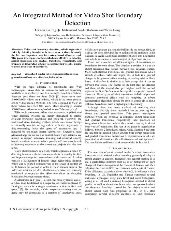 (PDF) An integrated method for video shot boundary detection