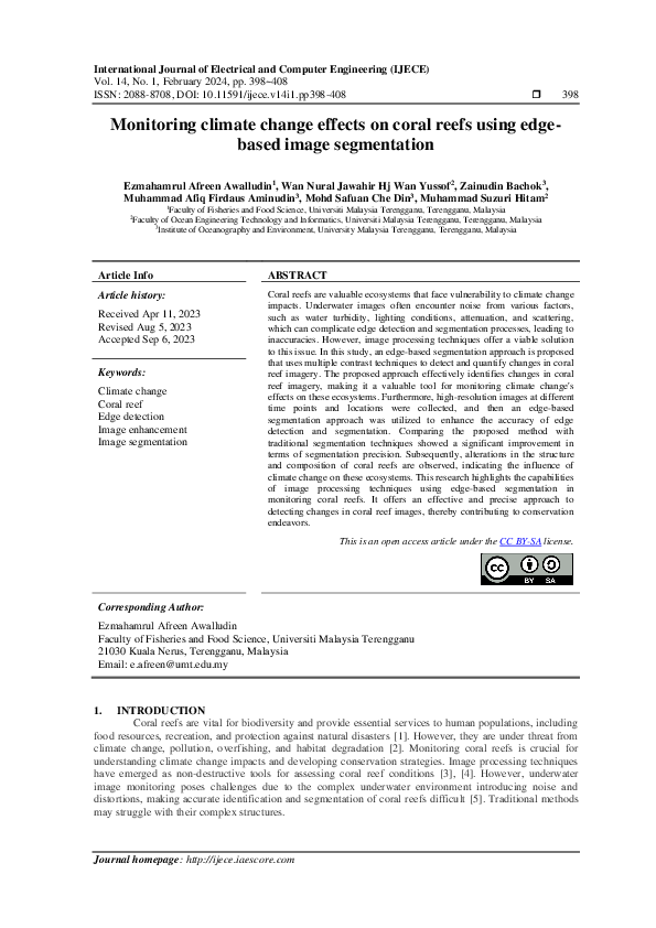 (PDF) Monitoring climate change effects on coral reefs using edge-based ...