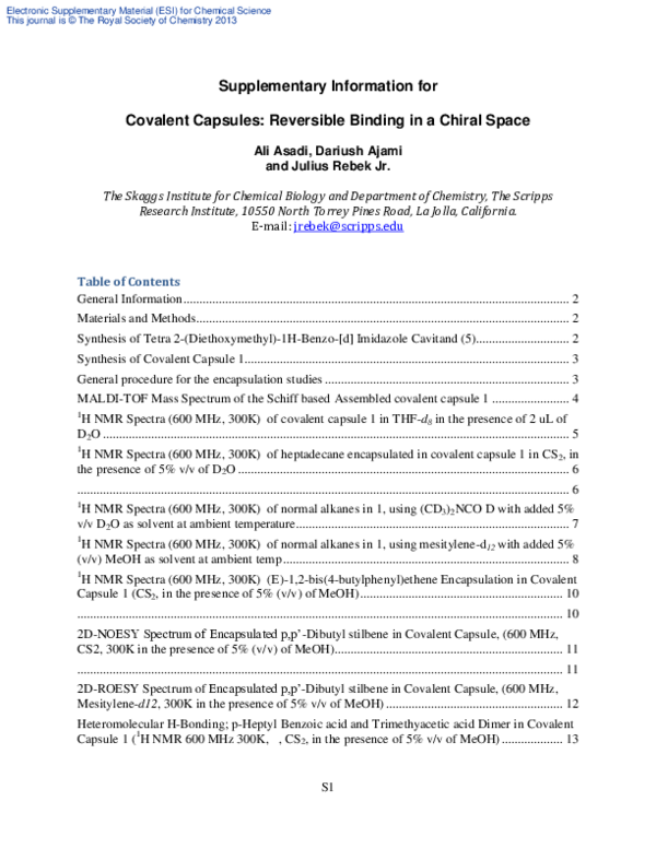 (PDF) Covalent capsules: reversible binding in a chiral space
