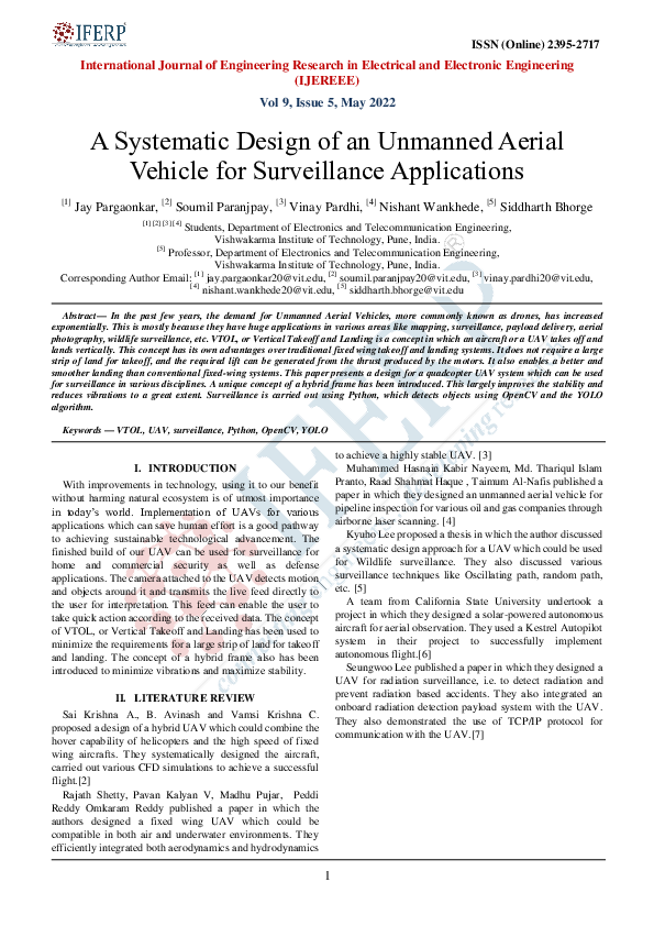 (PDF) A Systematic Design of an Unmanned Aerial Vehicle for ...