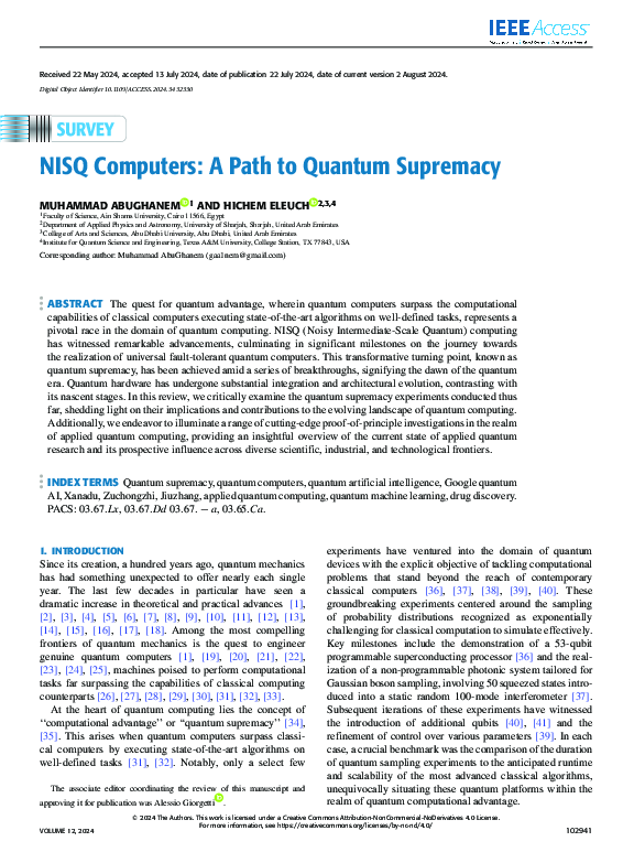 (PDF) NISQ Computers: A Path to Quantum Supremacy