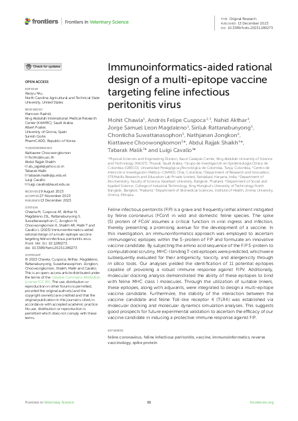 (PDF) Immunoinformatics-aided rational design of a multi-epitope ...