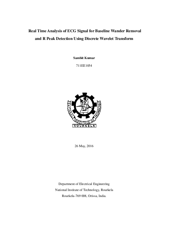 (PDF) Real Time Analysis of ECG Signal for Baseline Wander Removal and ...