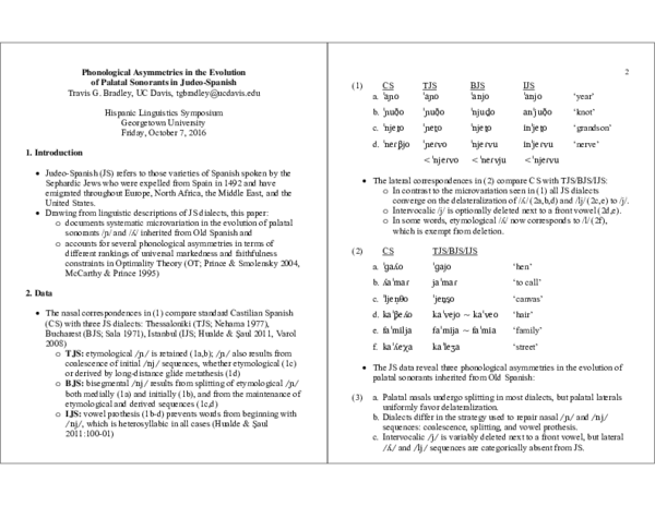 (PDF) Phonological Asymmetries in the Evolution of Palatal Sonorants in ...