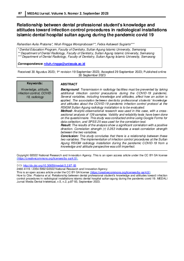 (PDF) Relationship Between Knowledge Level and Attitudes of Dental ...
