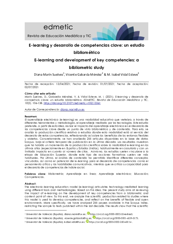 (PDF) E-learning and development of key competencies: a bibliometric study