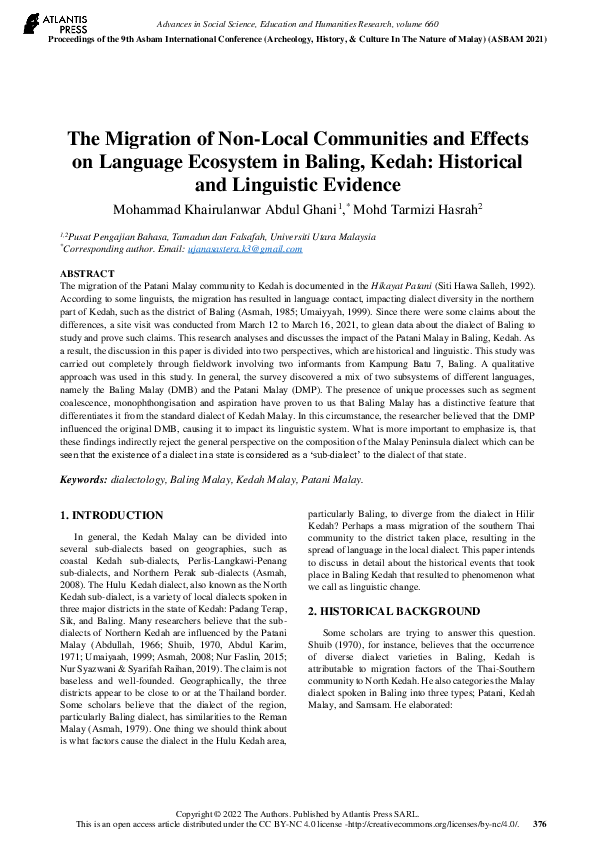 (PDF) The Migration of Non-Local Communities and Effects on Language ...