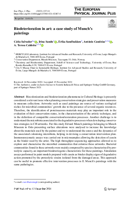 (PDF) Biodeterioration in art: a case study of Munch's paintings