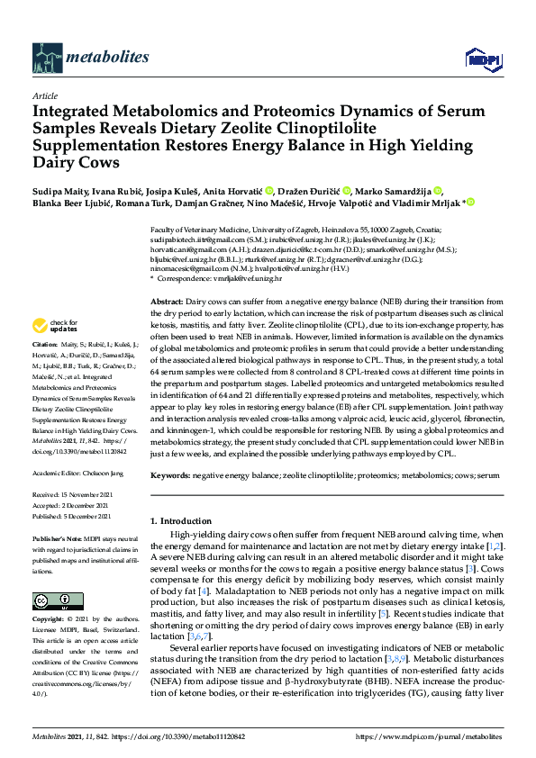 (PDF) Integrated Metabolomics and Proteomics Dynamics of Serum Samples ...