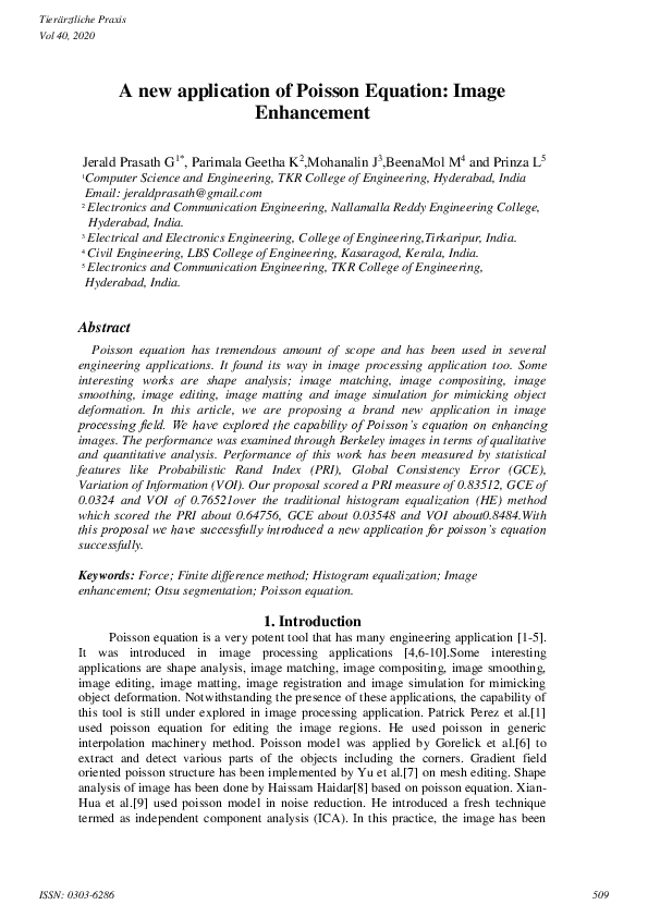 (PDF) A new application of Poisson Equation: Image Enhancement